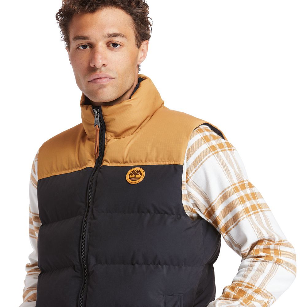 Timberland Μπουφαν Ανδρικα Καφε/Μαυρα - Outdoor Archive Hooded Puffer - Greece 5026981-DI